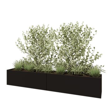 Jardinera XXL de acero - Rectángulo - 240 x 40 x 40 cm - RAL9005 mate (negro) - Sin placa inferior