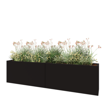 Jardinera XXL de acero - Rectángulo - 240 x 40 x 60 cm - RAL9005 mate (negro) - Sin placa inferior