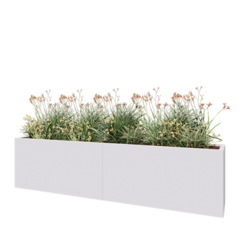 Jardinera XXL de acero - Rectángulo - 240 x 40 x 60 cm - RAL9010 mate (blanco) - Con placa inferior