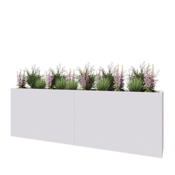 Jardinera XXL de acero - Rectángulo - 240 x 40 x 80 cm - RAL9010 mate (blanco) - Con placa inferior