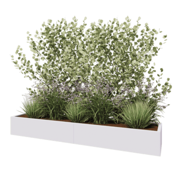 Jardinera XXL de acero - Rectángulo - 240 x 50 x 30 cm - RAL9010 mate (blanco) - Con placa inferior