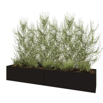 Jardinera XXL de acero - Rectángulo - 240 x 50 x 40 cm - RAL9005 mate (negro) - Con placa inferior