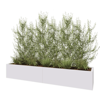 Jardinera XXL de acero - Rectángulo - 240 x 50 x 40 cm - RAL9010 mate (blanco) - Con placa inferior