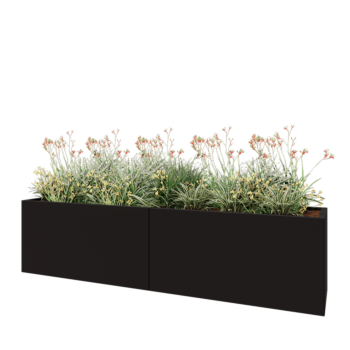 Jardinera XXL de acero - Rectángulo - 240 x 50 x 60 cm - RAL9005 mate (negro) - Sin placa inferior