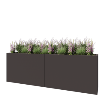 Jardinera XXL de acero - Rectángulo - 240 x 50 x 80 cm - RAL7016 mate (gris antracita) - Con placa inferior