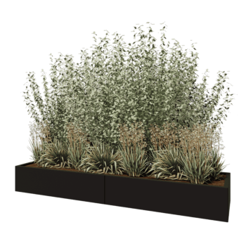 Jardinera XXL de acero - Rectángulo - 240 x 60 x 30 cm - RAL9005 mate (negro) - Sin placa inferior