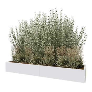 Jardinera XXL de acero - Rectángulo - 240 x 60 x 30 cm - RAL9010 mate (blanco) - Sin placa inferior