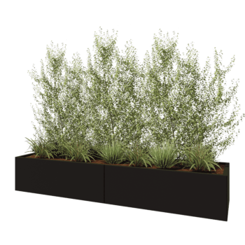 Jardinera XXL de acero - Rectángulo - 240 x 60 x 40 cm - RAL9005 mate (negro) - Con placa inferior