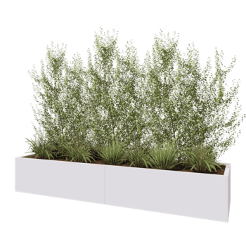Jardinera XXL de acero - Rectángulo - 240 x 60 x 40 cm - RAL9010 mate (blanco) - Con placa inferior