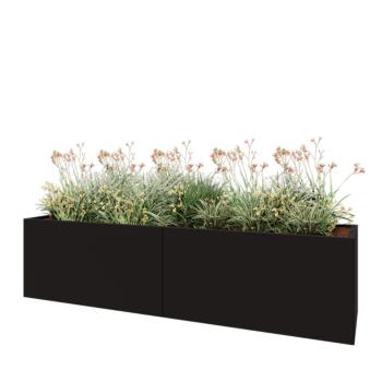 Jardinera XXL de acero - Rectángulo - 240 x 60 x 60 cm - RAL9005 mate (negro) - Sin placa inferior