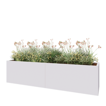 Jardinera XXL de acero - Rectángulo - 240 x 60 x 60 cm - RAL9010 mate (blanco) - Con placa inferior