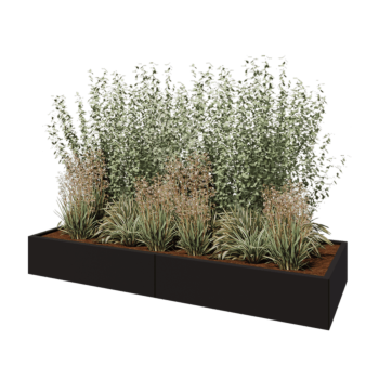 Jardinera XXL de acero - Rectángulo - 240 x 80 x 30 cm - RAL9005 mate (negro) - Con placa inferior