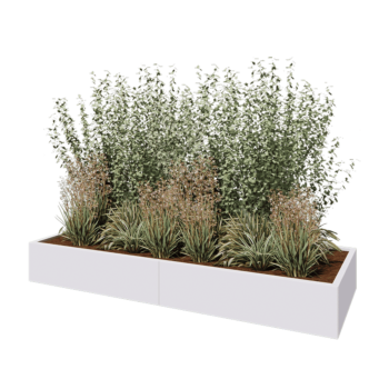 Jardinera XXL de acero - Rectángulo - 240 x 80 x 30 cm - RAL9010 mate (blanco) - Con placa inferior