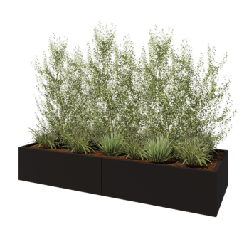 Jardinera XXL de acero - Rectángulo - 240 x 80 x 40 cm - RAL9005 mate (negro) - Sin placa inferior