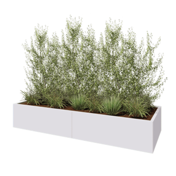 Jardinera XXL de acero - Rectángulo - 240 x 80 x 40 cm - RAL9010 mate (blanco) - Con placa inferior