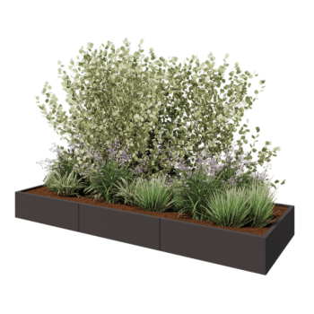 Jardinera XXL de acero - Rectángulo - 300 x 100 x 30 cm - RAL7016 mate (gris antracita) - Sin placa inferior