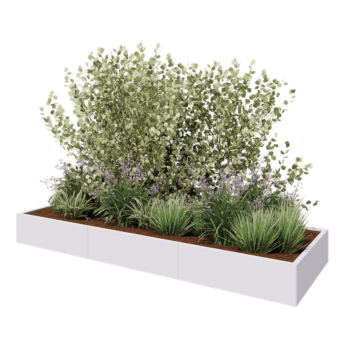 Jardinera XXL de acero - Rectángulo - 300 x 100 x 30 cm - RAL9010 mate (blanco) - Con placa inferior