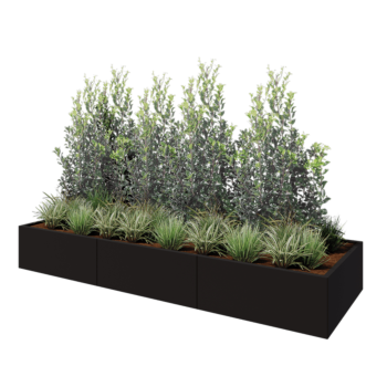 Jardinera XXL de acero - Rectángulo - 300 x 100 x 40 cm - RAL9005 mate (negro) - Sin placa inferior