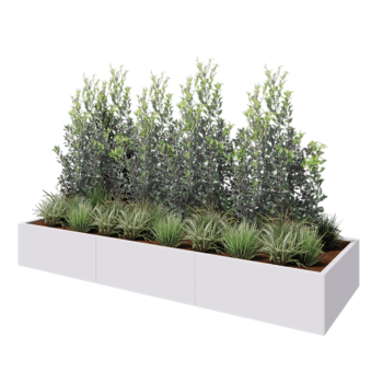 Jardinera XXL de acero - Rectángulo - 300 x 100 x 40 cm - RAL9010 mate (blanco) - Sin placa inferior