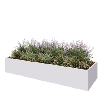 Jardinera XXL de acero - Rectángulo - 300 x 100 x 50 cm - RAL9010 mate (blanco) - Sin placa inferior