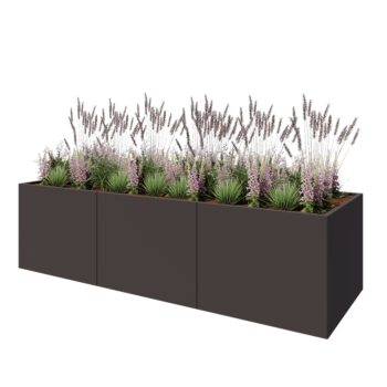 Jardinera XXL de acero - Rectángulo - 300 x 100 x 80 cm - RAL7016 mate (gris antracita) - Sin placa inferior