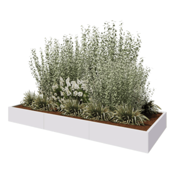 Jardinera XXL de acero - Rectángulo - 300 x 120 x 30 cm - RAL9010 mate (blanco) - Sin placa inferior