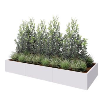 Jardinera XXL de acero - Rectángulo - 300 x 120 x 40 cm - RAL9010 mate (blanco) - Sin placa inferior
