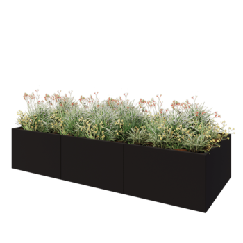 Jardinera XXL de acero - Rectángulo - 300 x 120 x 60 cm - RAL9005 mate (negro) - Sin placa inferior