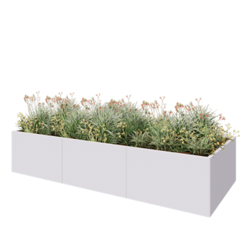 Jardinera XXL de acero - Rectángulo - 300 x 120 x 60 cm - RAL9010 mate (blanco) - Con placa inferior