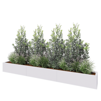 Jardinera XXL de acero - Rectángulo - 300 x 30 x 30 cm - RAL9010 mate (blanco) - Con placa inferior