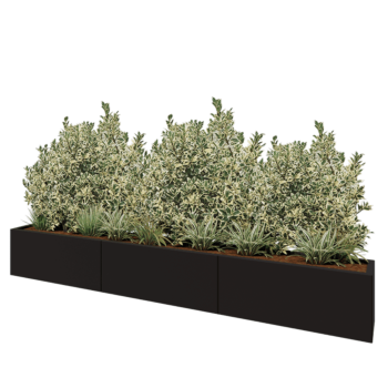 Jardinera XXL de acero - Rectángulo - 300 x 30 x 40 cm - RAL9005 mate (negro) - Sin placa inferior