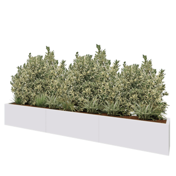 Jardinera XXL de acero - Rectángulo - 300 x 30 x 40 cm - RAL9010 mate (blanco) - Con placa inferior