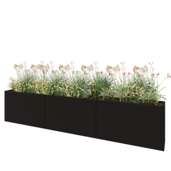 Jardinera XXL de acero - Rectángulo - 300 x 30 x 60 cm - RAL9005 mate (negro) - Sin placa inferior