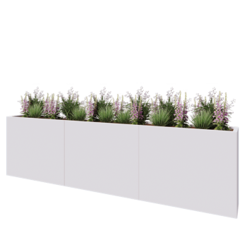 Jardinera XXL de acero - Rectángulo - 300 x 30 x 80 cm - RAL9010 mate (blanco) - Con placa inferior