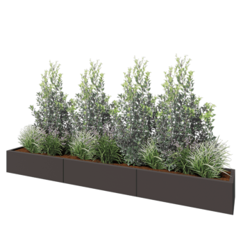 Jardinera XXL de acero - Rectángulo - 300 x 40 x 30 cm - RAL7016 mate (gris antracita) - Con placa inferior