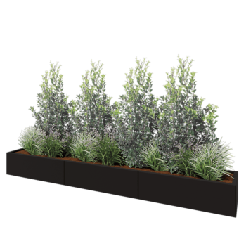 Jardinera XXL de acero - Rectángulo - 300 x 40 x 30 cm - RAL9005 mate (negro) - Con placa inferior