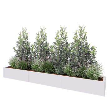 Jardinera XXL de acero - Rectángulo - 300 x 40 x 30 cm - RAL9010 mate (blanco) - Sin placa inferior