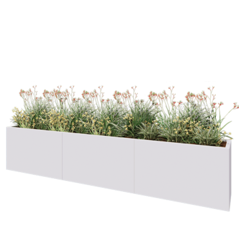 Jardinera XXL de acero - Rectángulo - 300 x 40 x 60 cm - RAL9010 mate (blanco) - Sin placa inferior