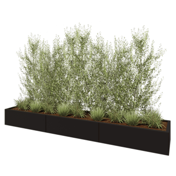 Jardinera XXL de acero - Rectángulo - 300 x 50 x 30 cm - RAL9005 mate (negro) - Sin placa inferior