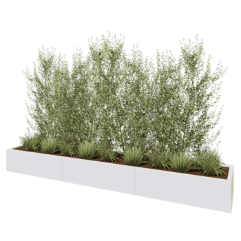Jardinera XXL de acero - Rectángulo - 300 x 50 x 30 cm - RAL9010 mate (blanco) - Con placa inferior