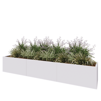 Jardinera XXL de acero - Rectángulo - 300 x 50 x 50 cm - RAL9010 mate (blanco) - Con placa inferior