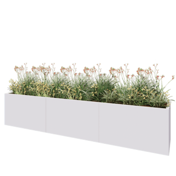 Jardinera XXL de acero - Rectángulo - 300 x 50 x 60 cm - RAL9010 mate (blanco) - Sin placa inferior