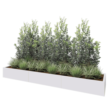 Jardinera XXL de acero - Rectángulo - 300 x 60 x 30 cm - RAL9010 mate (blanco) - Con placa inferior