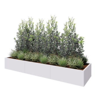 Jardinera XXL de acero - Rectángulo - 300 x 80 x 40 cm - RAL9010 mate (blanco) - Sin placa inferior