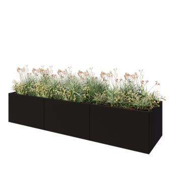 Jardinera XXL de acero - Rectángulo - 300 x 80 x 60 cm - RAL9005 mate (negro) - Sin placa inferior