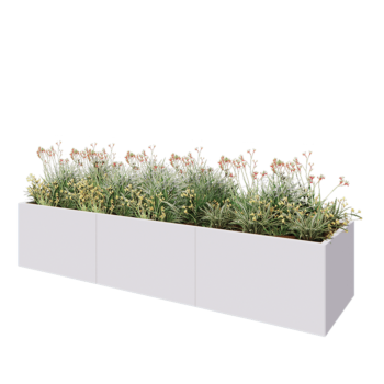 Jardinera XXL de acero - Rectángulo - 300 x 80 x 60 cm - RAL9010 mate (blanco) - Con placa inferior