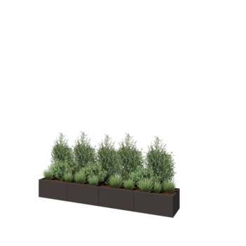 Jardinera XXL de acero - Rectángulo - 320 x 50 x 40 cm - RAL7016 mate (gris antracita) - Con placa inferior