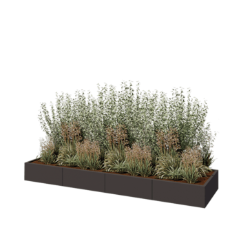 Jardinera XXL de acero - Rectángulo - 320 x 80 x 30 cm - Otro color RAL - Con placa inferior