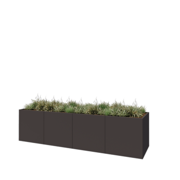 Jardinera XXL de acero - Rectángulo - 400 x 100 x 100 cm - RAL7016 mate (gris antracita) - Con placa inferior