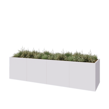 Jardinera XXL de acero - Rectángulo - 400 x 100 x 100 cm - RAL9010 mate (blanco) - Con placa inferior
